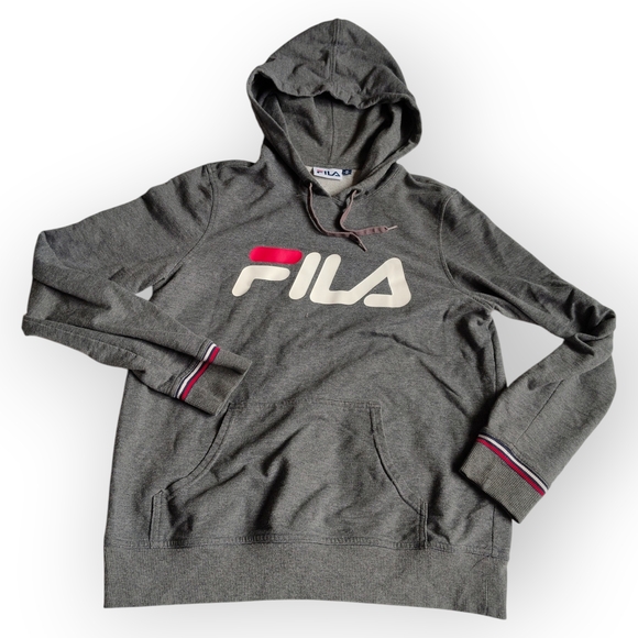 Fila Other - FILA Gray Hoodie with Large White and Red Logo